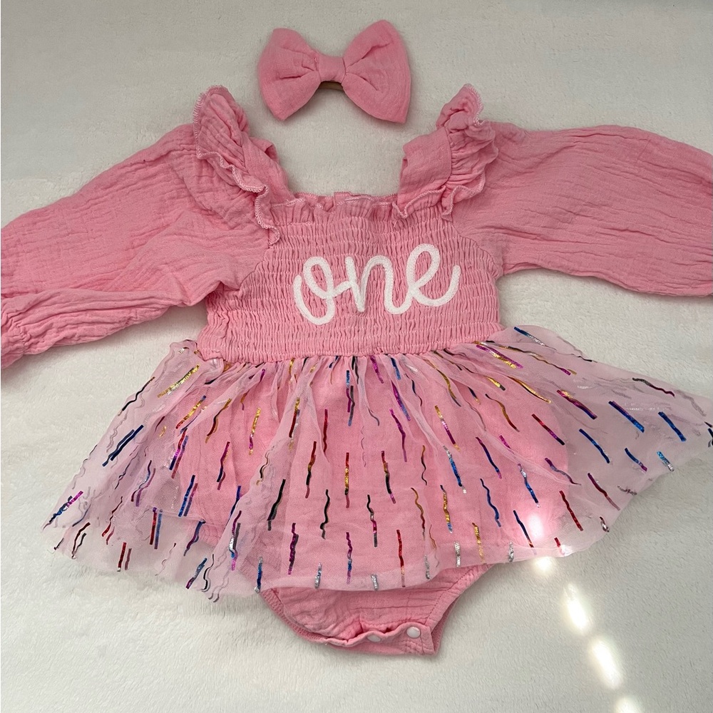 Baby girl first birthday one tutu outfit